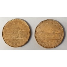 CANADA 2006 . ONE 1 DOLLAR . 2x LOONIE COINS . NICE GRADE . COLLECTABLE